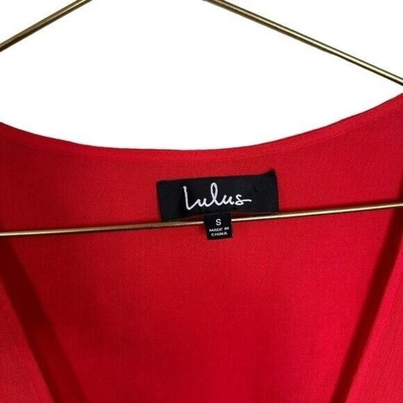 Lulu’s Much Obliged Dress Red Maxi Wrap Gauz Size Small - Picture 9 of 13